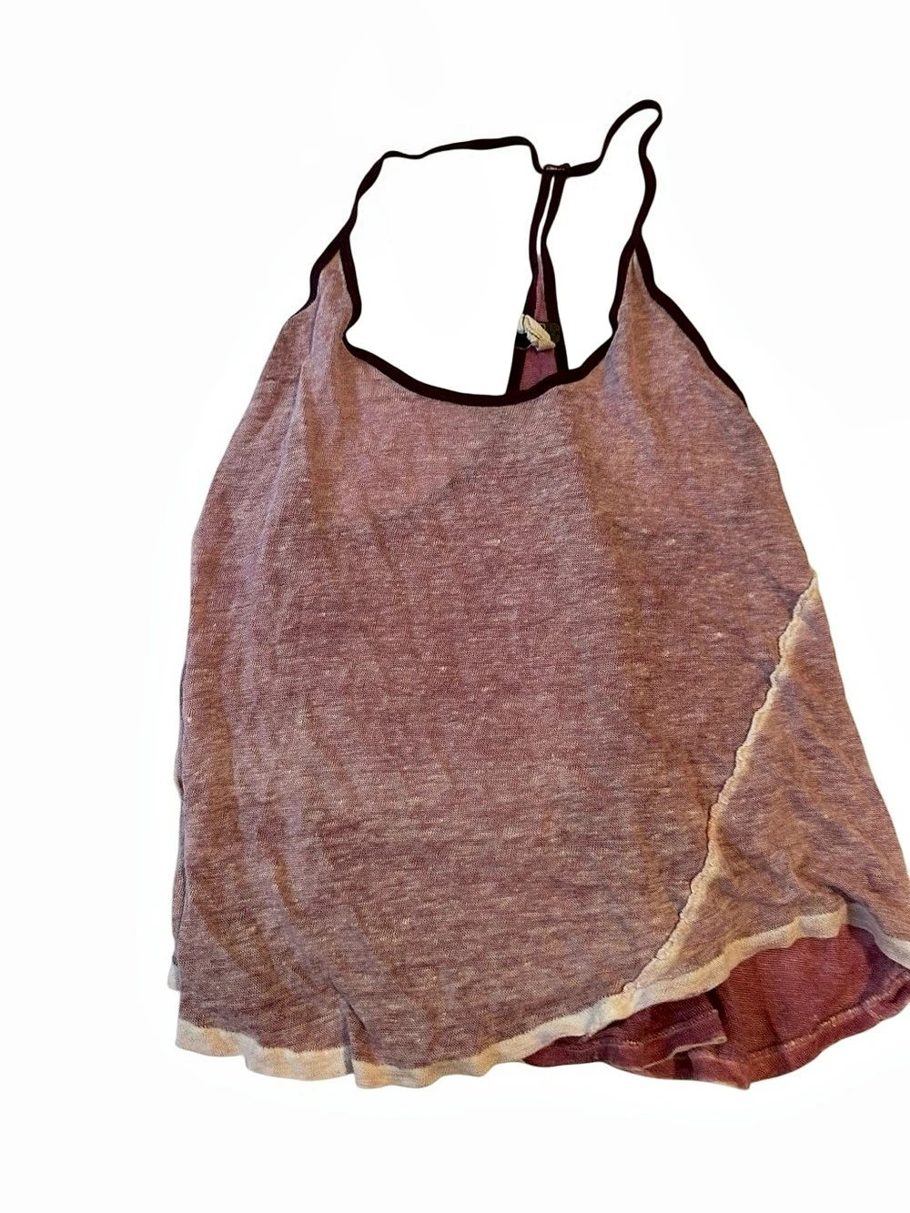 Free People Layered Hem Tank Top in Brown & Pink